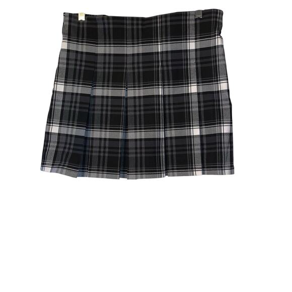 Shinestar Black Plaid Pleated Stretch Waist Skirt Women’s Size L - Picture 4 of 7